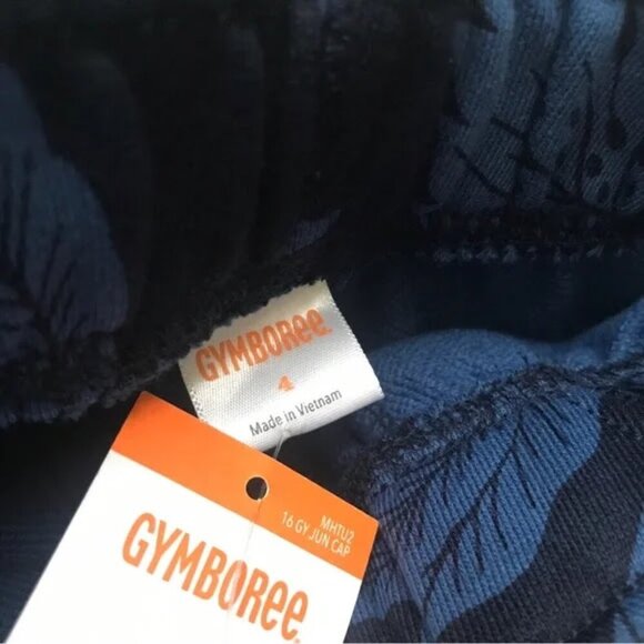 NWT Gymboree boys cargo shorts size 4 blue navy palm leaves 100% cotton NEW - Picture 4 of 5